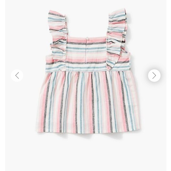 Girls stripe linen blend ruffled strap tank - Picture 5 of 5